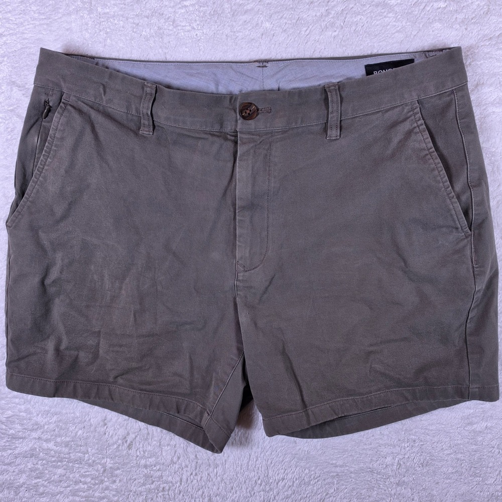 Bonobos Standard Mens 34x5 Shorts Gray Spandex Stretch Chino 5 Inch Inseam